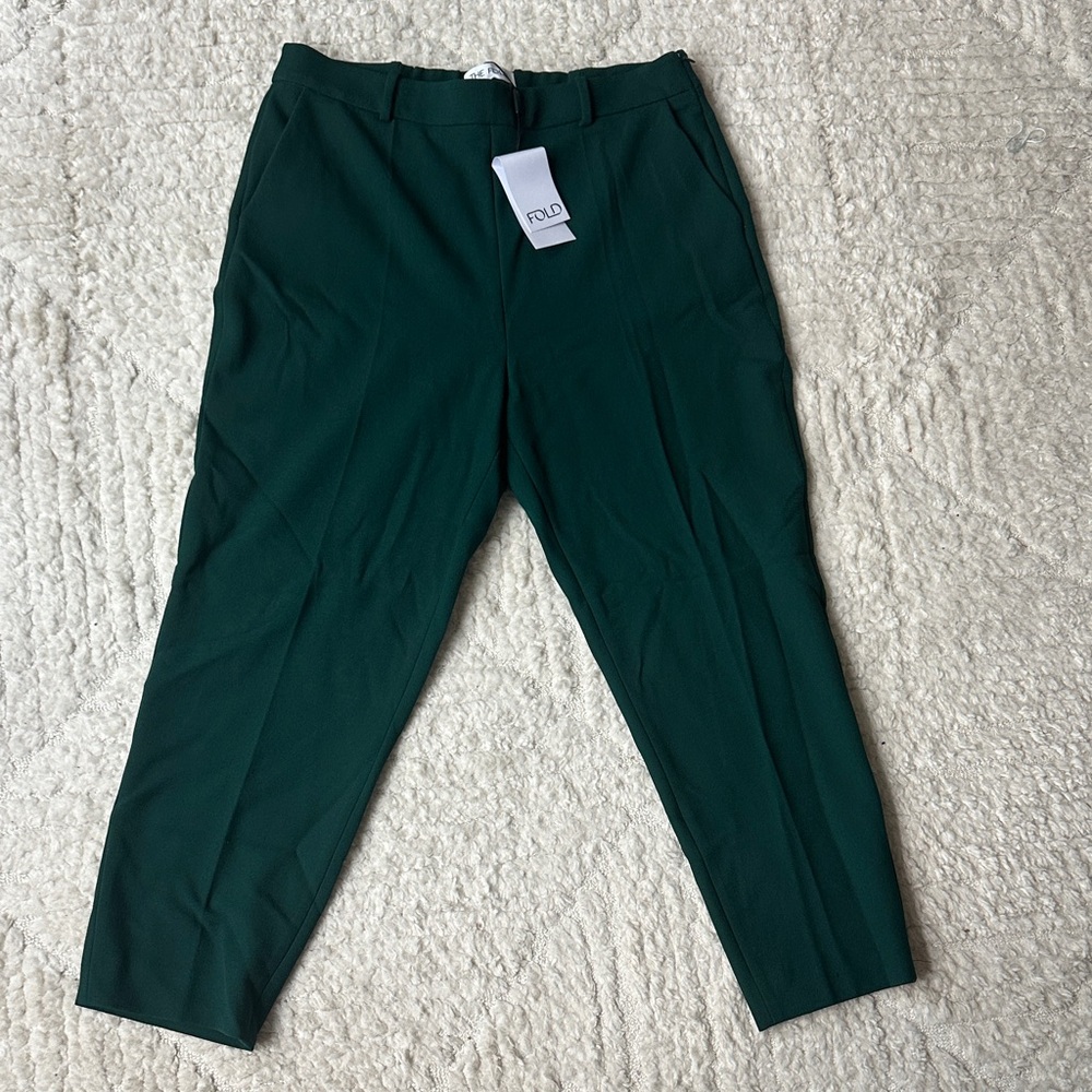 The Fold London - Coleman Slim-Leg Trousers Jewel Green Sculpt Stretch Crepe
